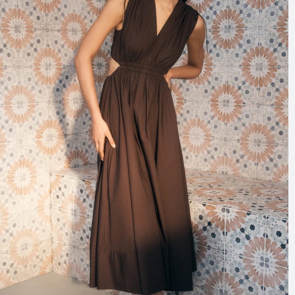 Scanlan Theodore cotton dress in chocolate